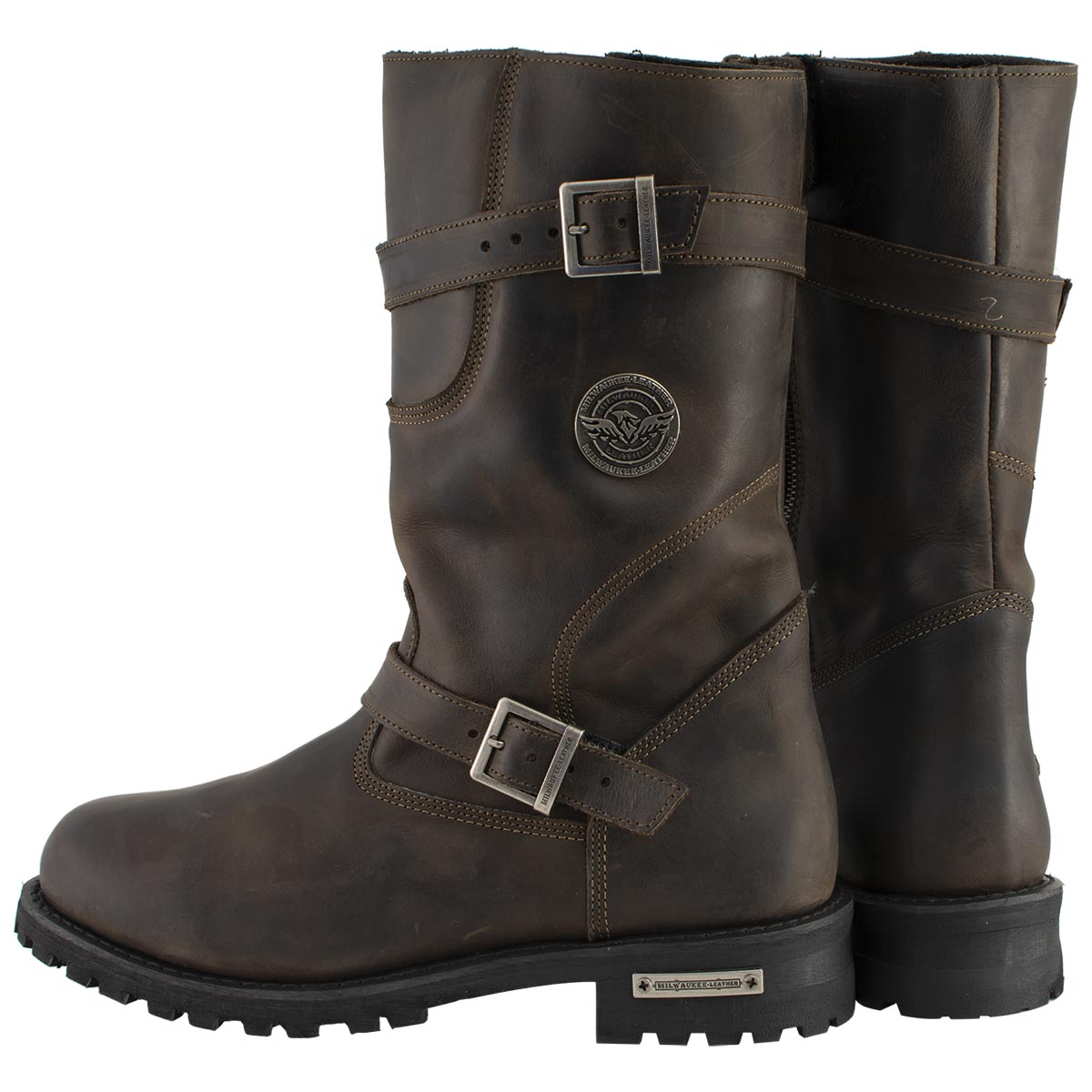Classic Distressed Brown Leather Motorcycle Engineer Riding Biker Boots