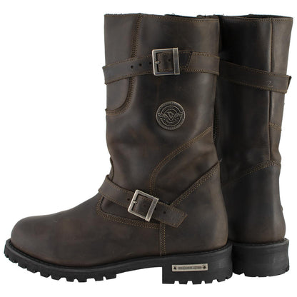 Classic Distressed Brown Leather Motorcycle Engineer Riding Biker Boots