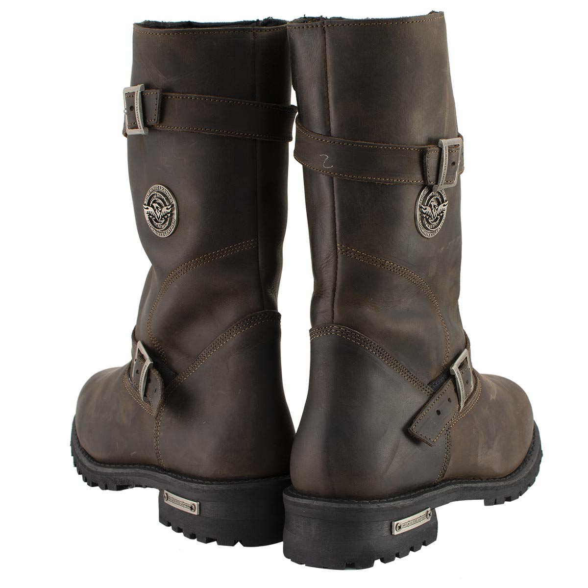 Classic Distressed Brown Leather Motorcycle Engineer Riding Biker Boots