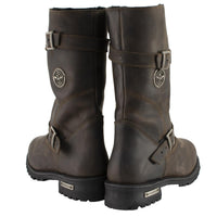 Classic Distressed Brown Leather Motorcycle Engineer Riding Biker Boots
