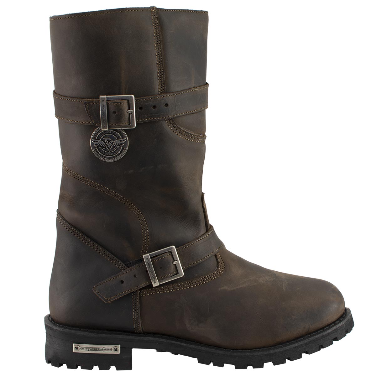 Classic Distressed Brown Leather Motorcycle Engineer Riding Biker Boots