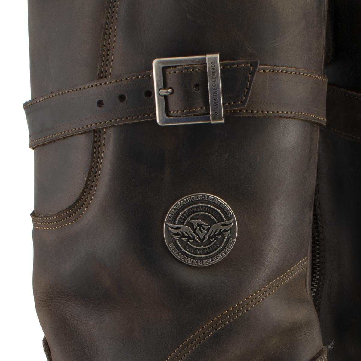 Classic Distressed Brown Leather Motorcycle Engineer Riding Biker Boots
