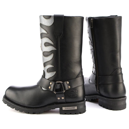 Fire Fight Harness Boots 11in Square Toe Black Leather