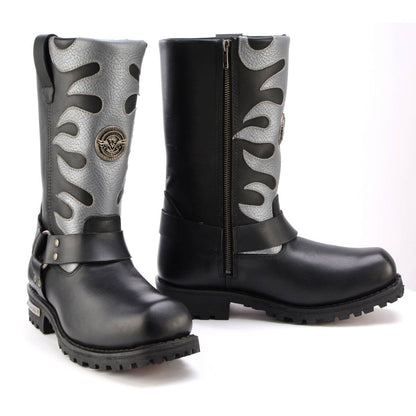 Fire Fight Harness Boots 11in Square Toe Black Leather