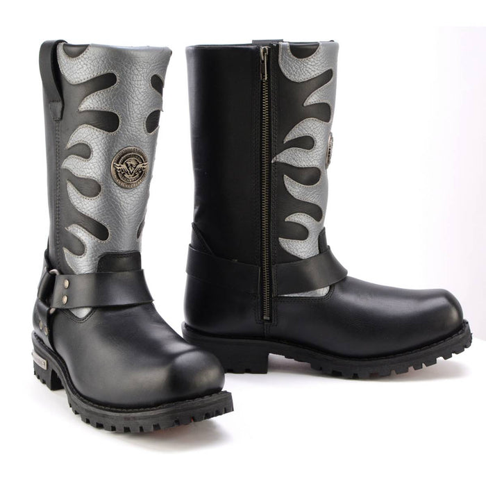 Fire Fight Harness Boots 11in Square Toe Black Leather