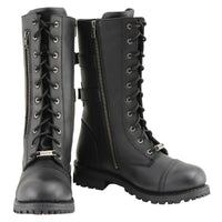 13-Inch Tactical Lace-Up Leather Boots with Knife Storage Pocket