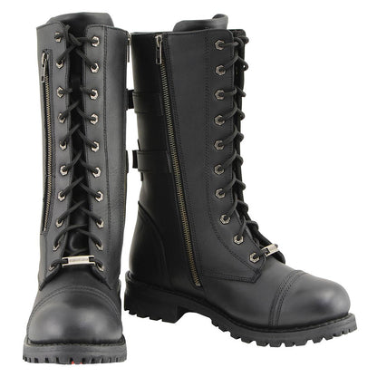 13-Inch Tactical Lace-Up Leather Boots with Knife Storage Pocket