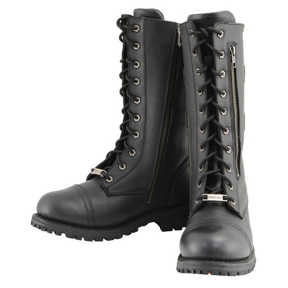 13-Inch Tactical Lace-Up Leather Boots with Knife Storage Pocket