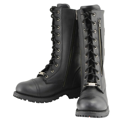 Men’s Black Tall ‘Tactical’ Lace-Up Boots with Buckles Storage Pockets