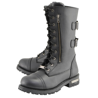 13-Inch Tactical Lace-Up Leather Boots with Knife Storage Pocket