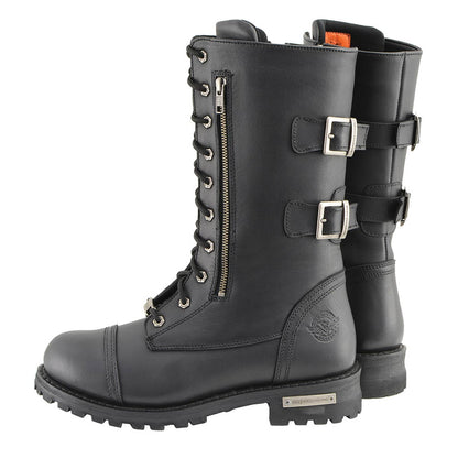 13-Inch Tactical Lace-Up Leather Boots with Knife Storage Pocket