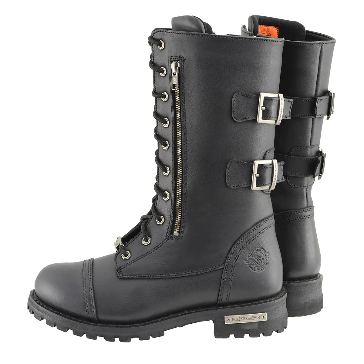 Men’s Black Tall ‘Tactical’ Lace-Up Boots with Buckles Storage Pockets