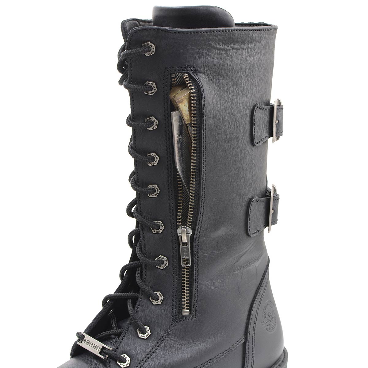 13-Inch Tactical Lace-Up Leather Boots with Knife Storage Pocket