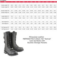 Men’s Black Tall ‘Tactical’ Lace-Up Boots with Buckles Storage Pockets