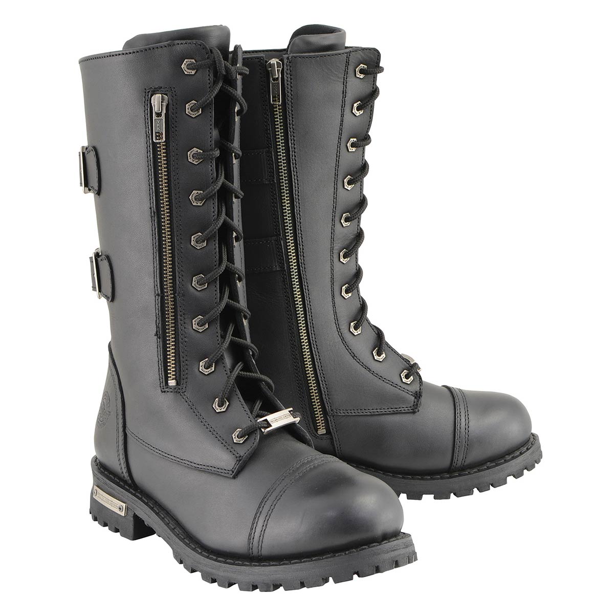13-Inch Tactical Lace-Up Leather Boots with Knife Storage Pocket