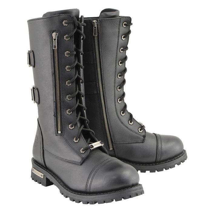 13-Inch Tactical Lace-Up Leather Boots with Knife Storage Pocket