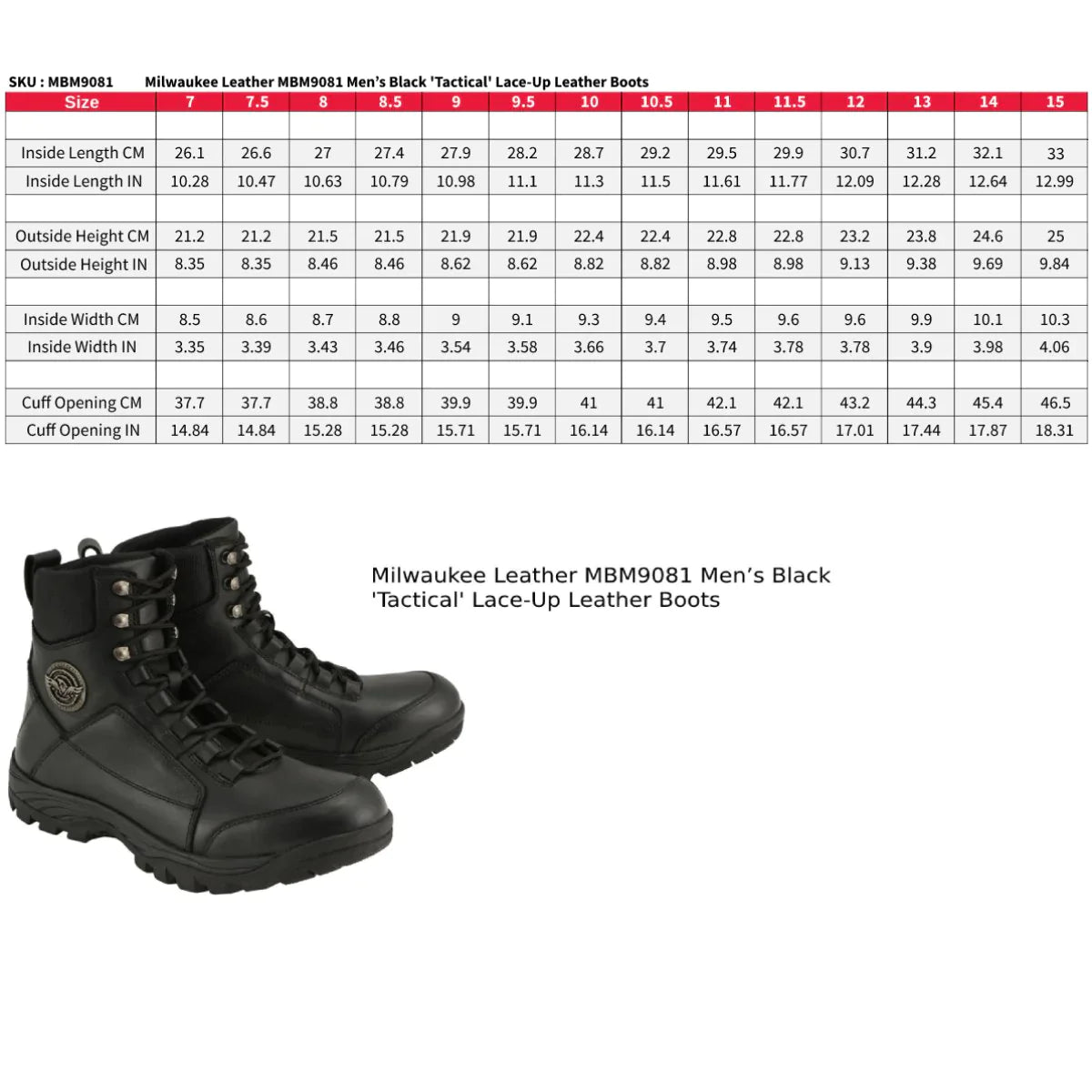 Men’s Black 'Tactical' Lace-Up Leather Boots 0 reviews