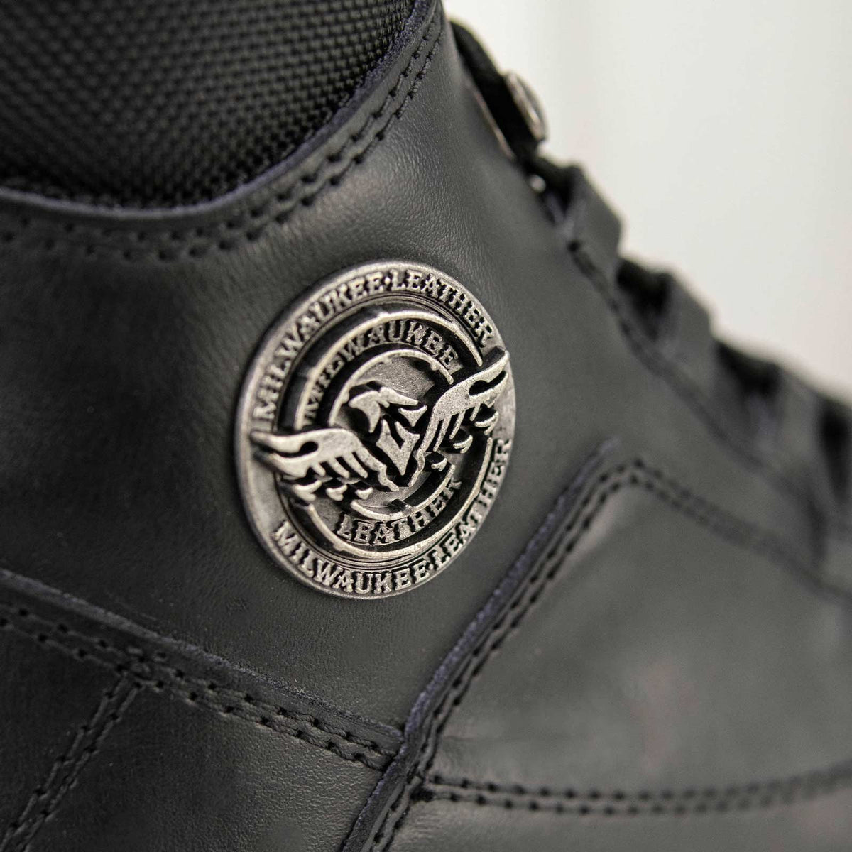 MBM9081 Tactical Lace-Up Leather Biker Riding Boots Black