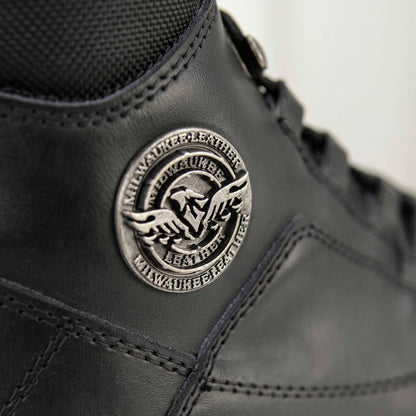 MBM9081 Tactical Lace-Up Leather Biker Riding Boots Black