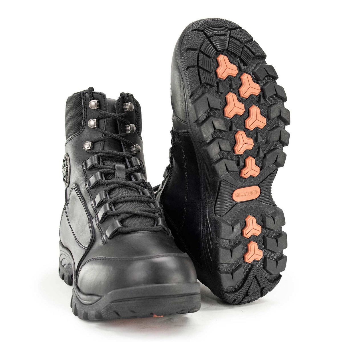 MBM9081 Tactical Lace-Up Leather Biker Riding Boots Black