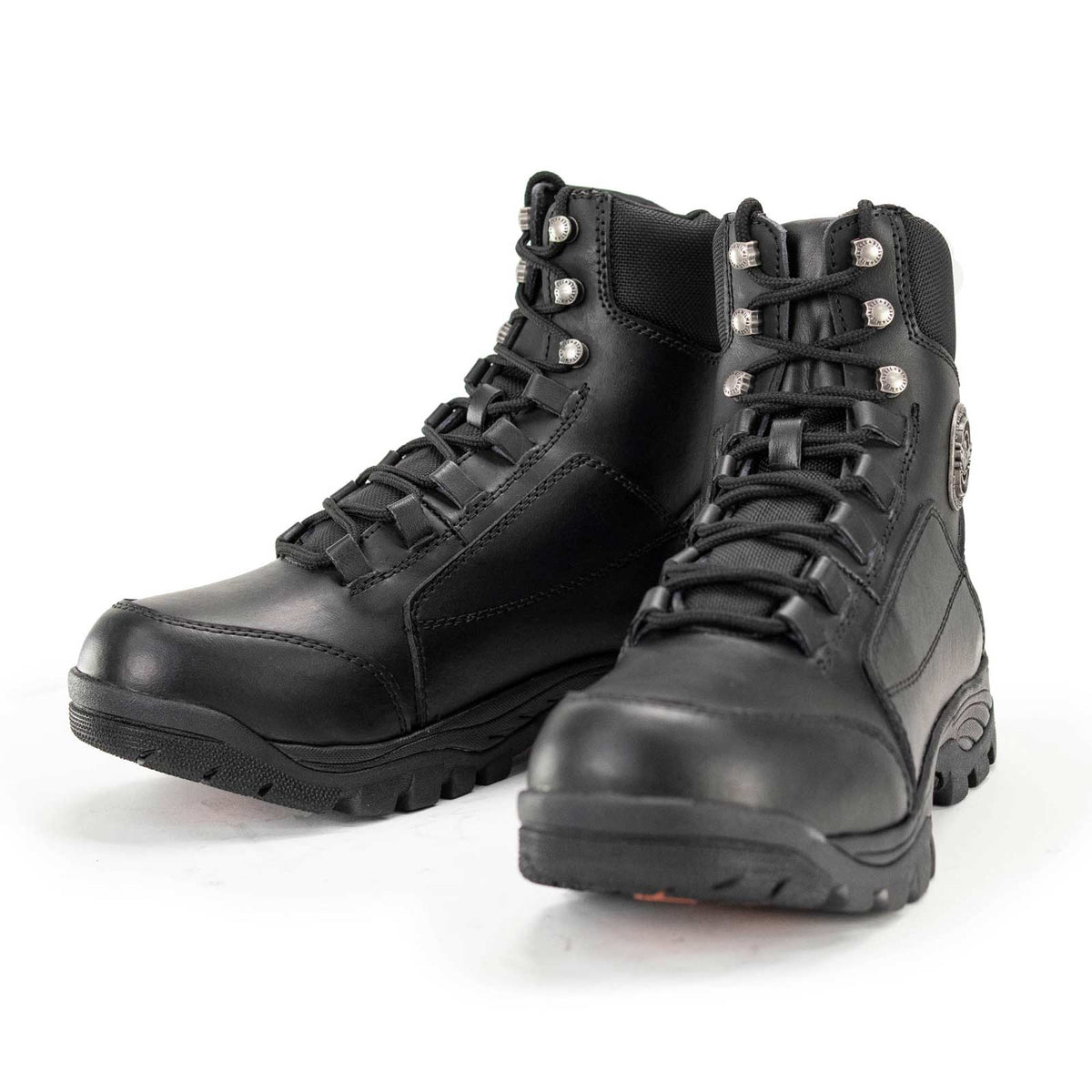 MBM9081 Tactical Lace-Up Leather Biker Riding Boots Black