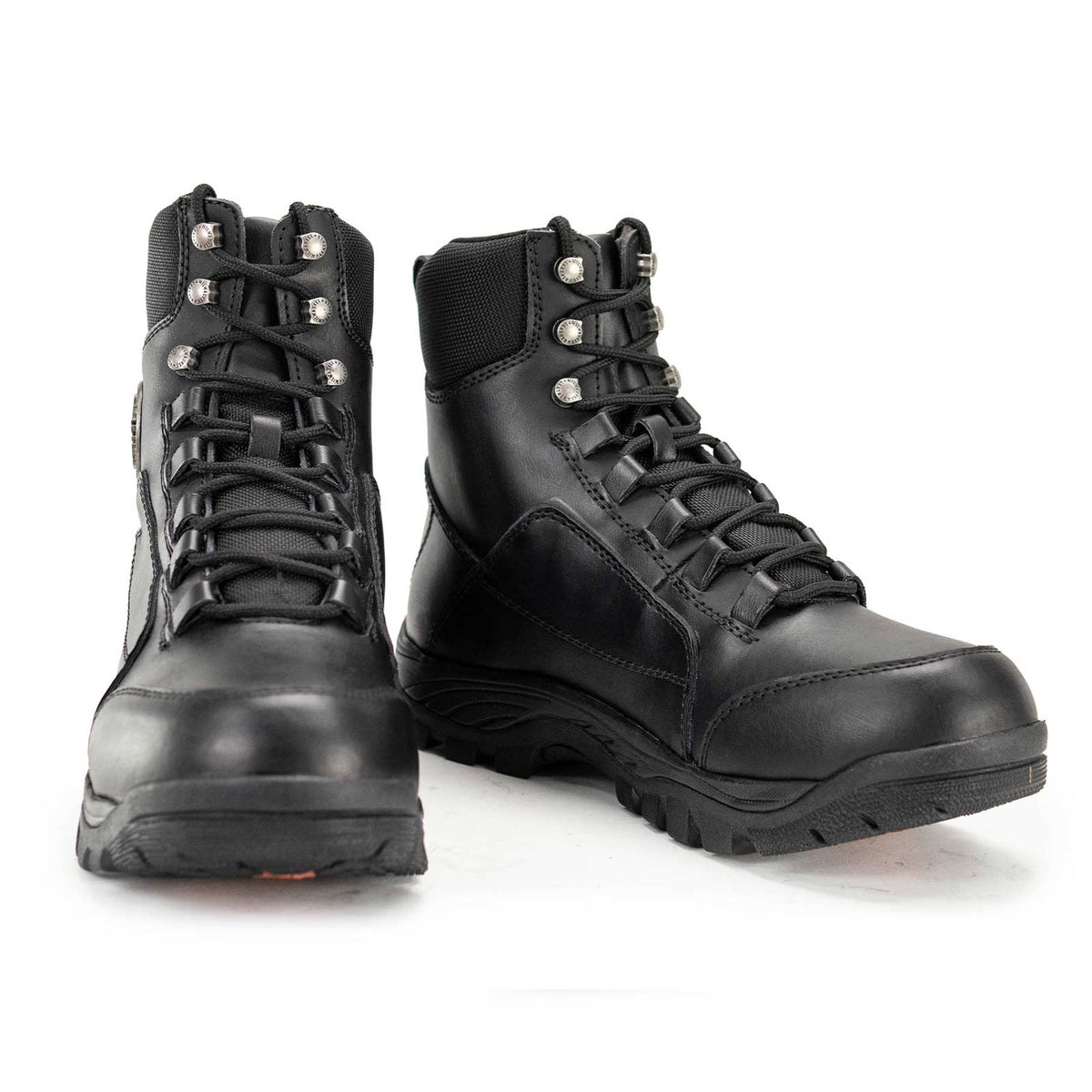 MBM9081 Tactical Lace-Up Leather Biker Riding Boots Black