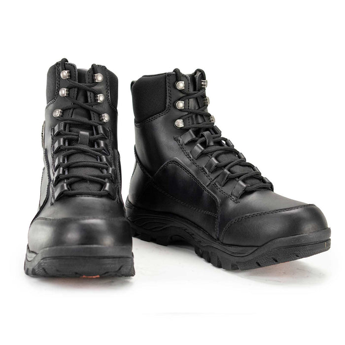 MBM9081 Tactical Lace-Up Leather Biker Riding Boots Black