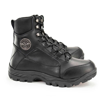MBM9081 Tactical Lace-Up Leather Biker Riding Boots Black
