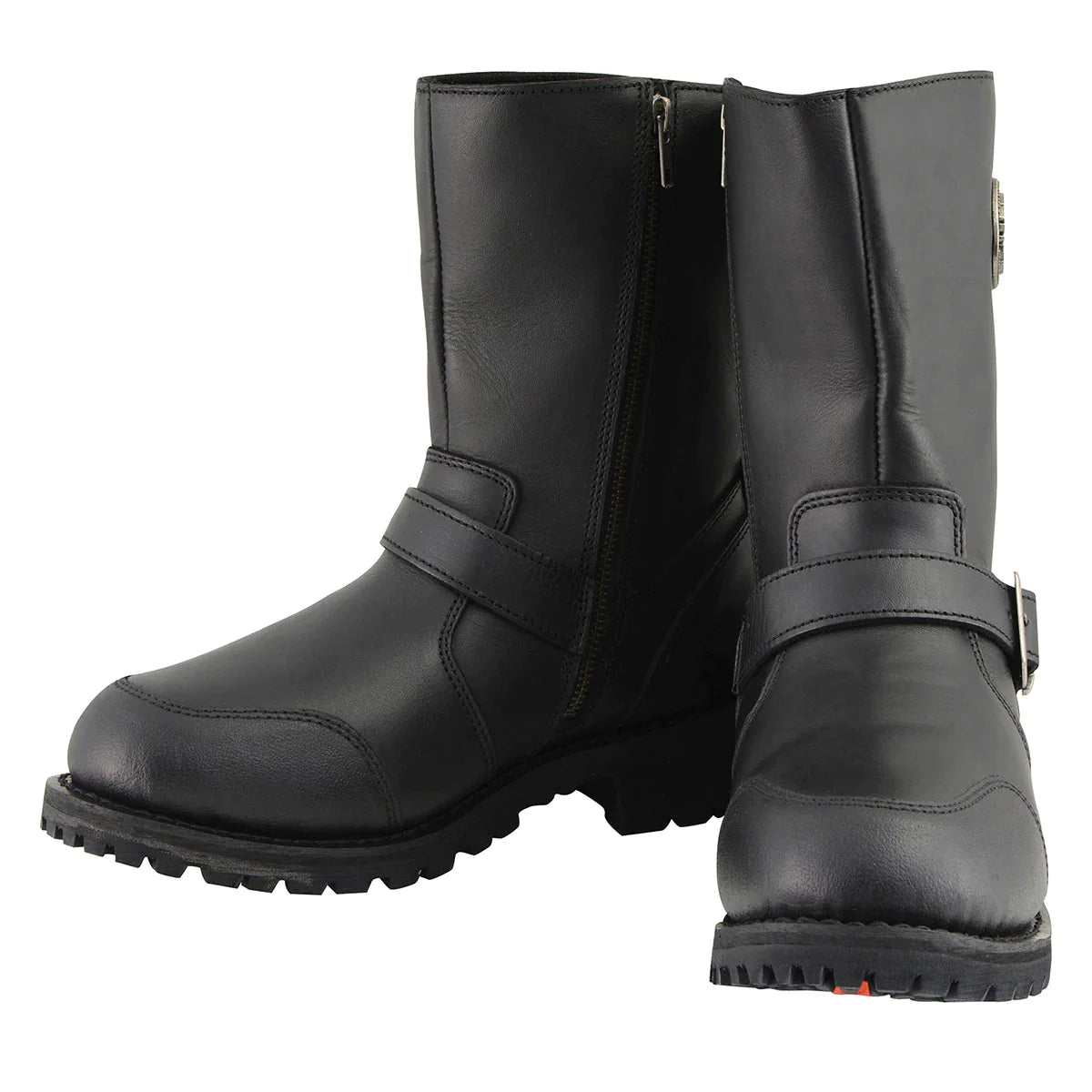 Men's 9-Inch Classic Black Engineer Motorcycle Boots with Gear Shift Guard