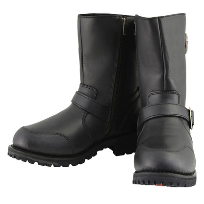 Men's 9-Inch Classic Black Engineer Motorcycle Boots with Gear Shift Guard