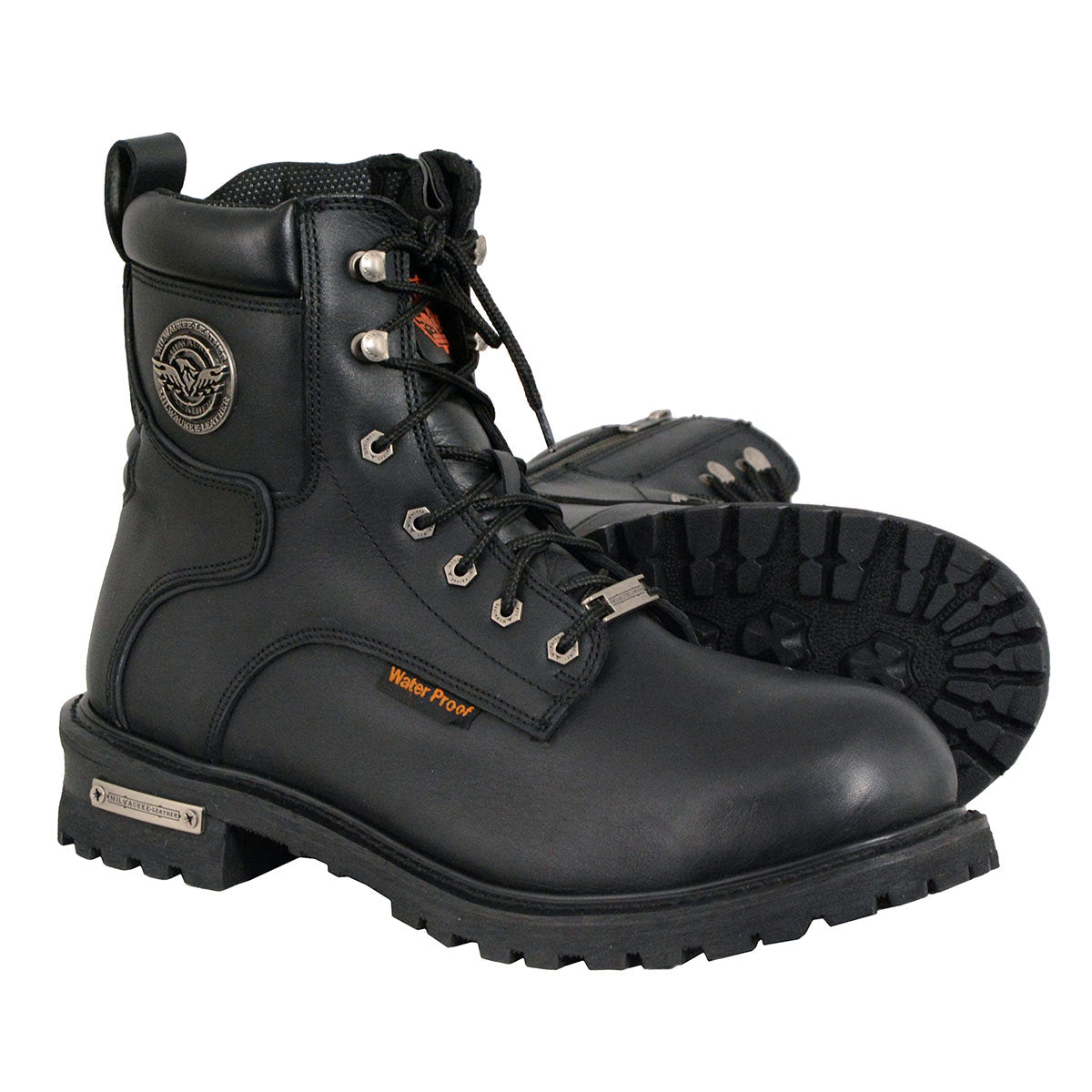 Men's 6-Inch Leather Logger Waterproof Boots, Wide Width Black