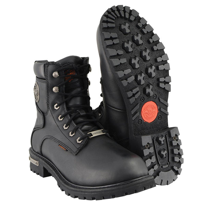 Men's 6-Inch Leather Logger Waterproof Boots, Wide Width Black