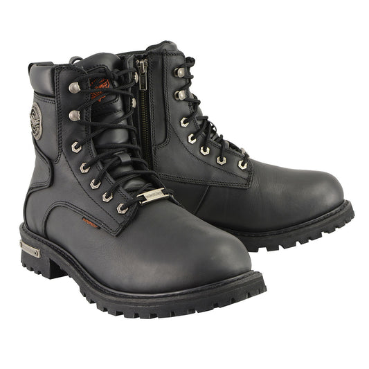 Men's 6-Inch Leather Logger Waterproof Boots, Wide Width Black