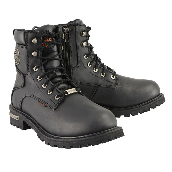 Men's 6-Inch Leather Logger Waterproof Boots, Wide Width Black
