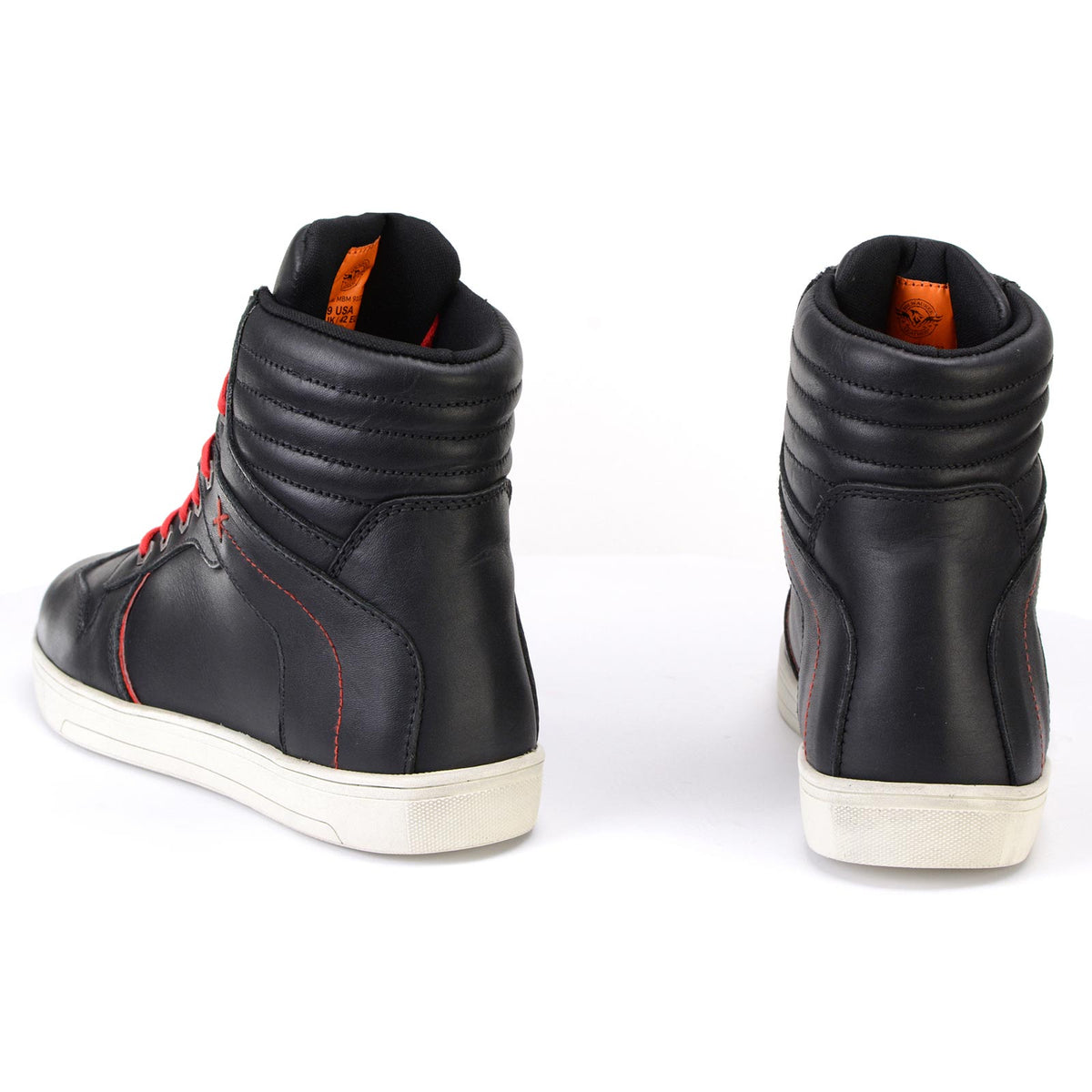 Men's Black Leather Reinforced Street Riding Shoes With Ankle Support
