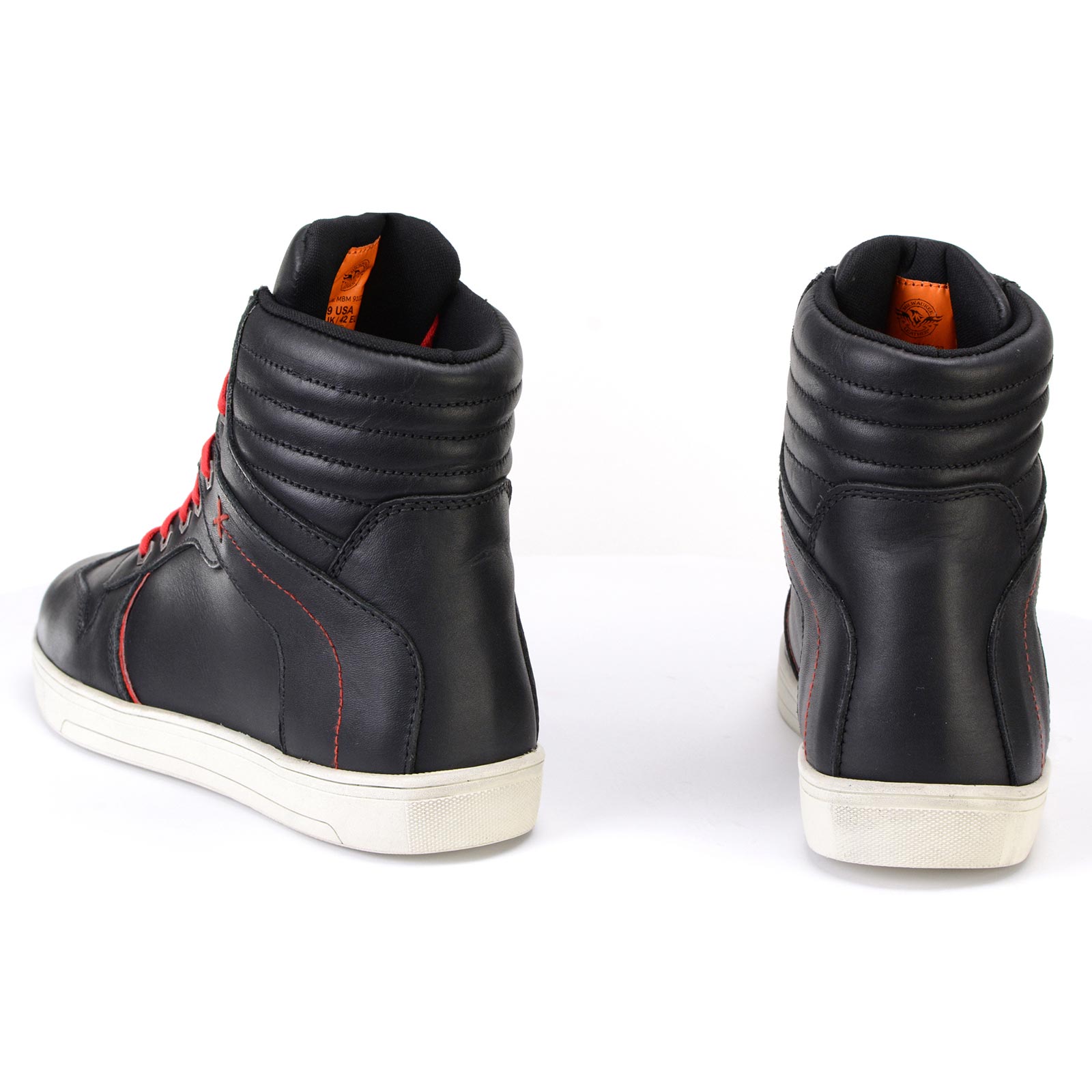 Men's Black Leather Reinforced Street Riding Shoes With Ankle Support