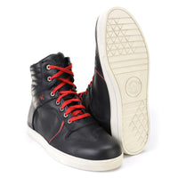Men's Black Leather Reinforced Street Riding Shoes With Ankle Support