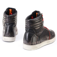 Distressed Leather High-Top Riding Shoes Brown Red Laces