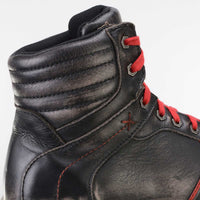 Distressed Leather High-Top Riding Shoes Brown Red Laces