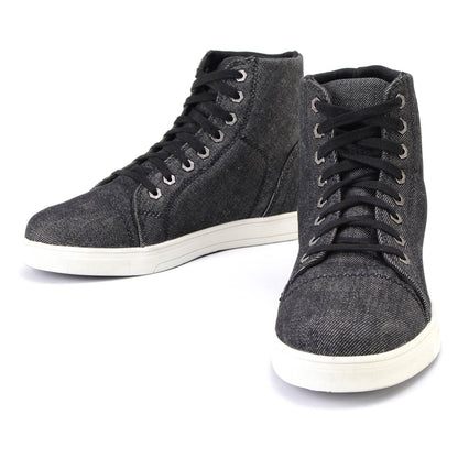 Men's Canvas Reinforced Motorcycle Casual Street Riding Shoes Black