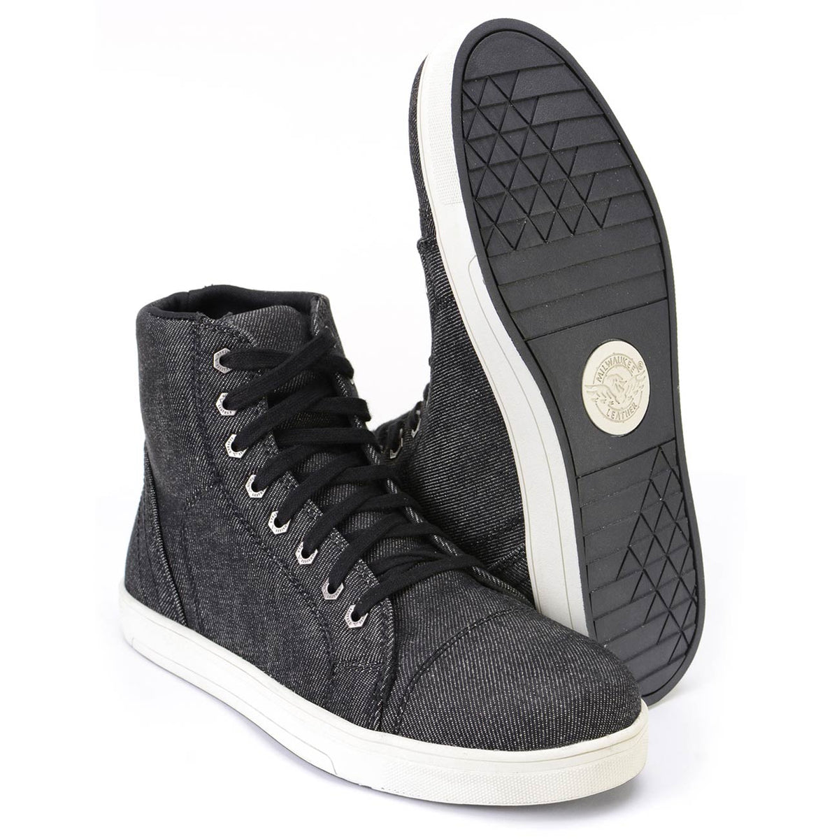 Men's Canvas Reinforced Motorcycle Casual Street Riding Shoes Black