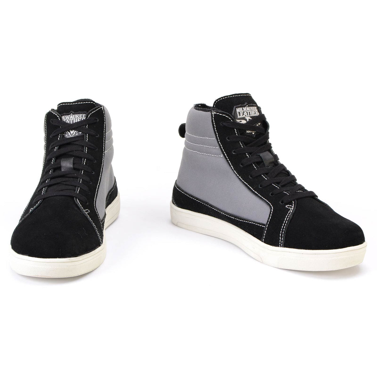 Black Suede and Canvas Casual Street Riding Shoes with Ankle Support