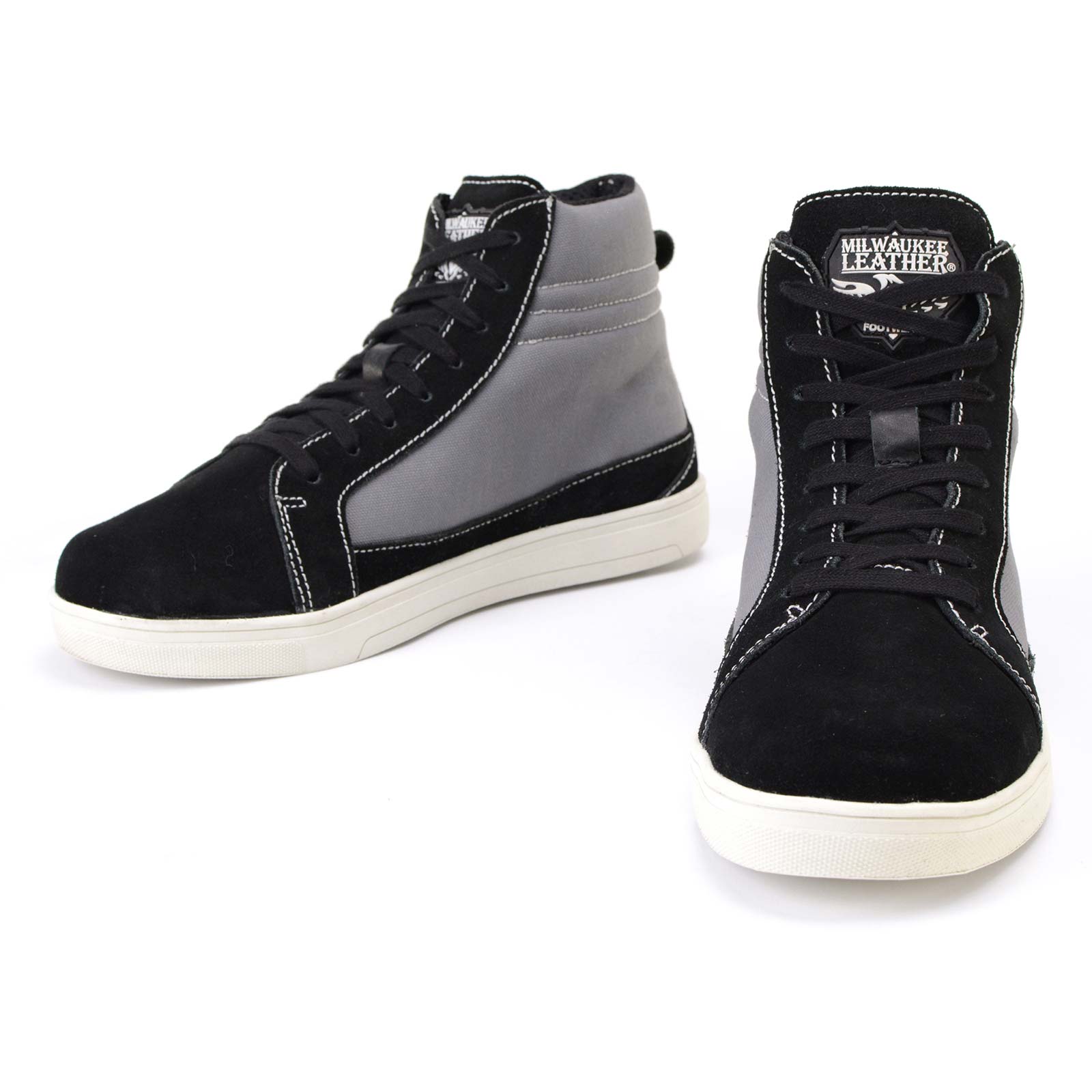 Black Suede and Canvas Casual Street Riding Shoes with Ankle Support