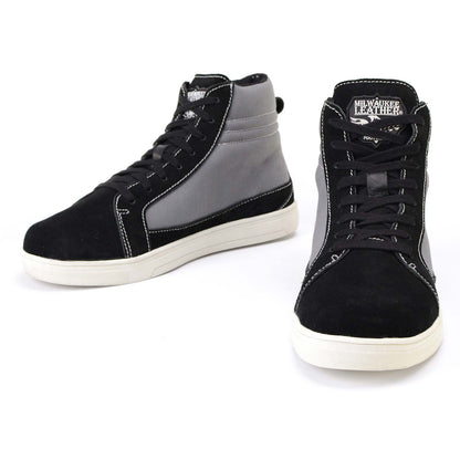 Black Suede and Canvas Casual Street Riding Shoes with Ankle Support