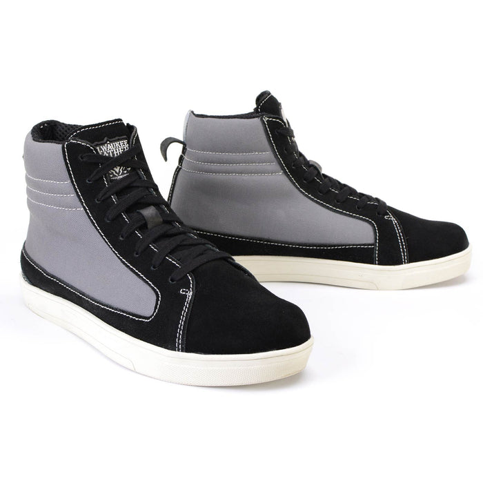 Black Suede and Canvas Casual Street Riding Shoes with Ankle Support