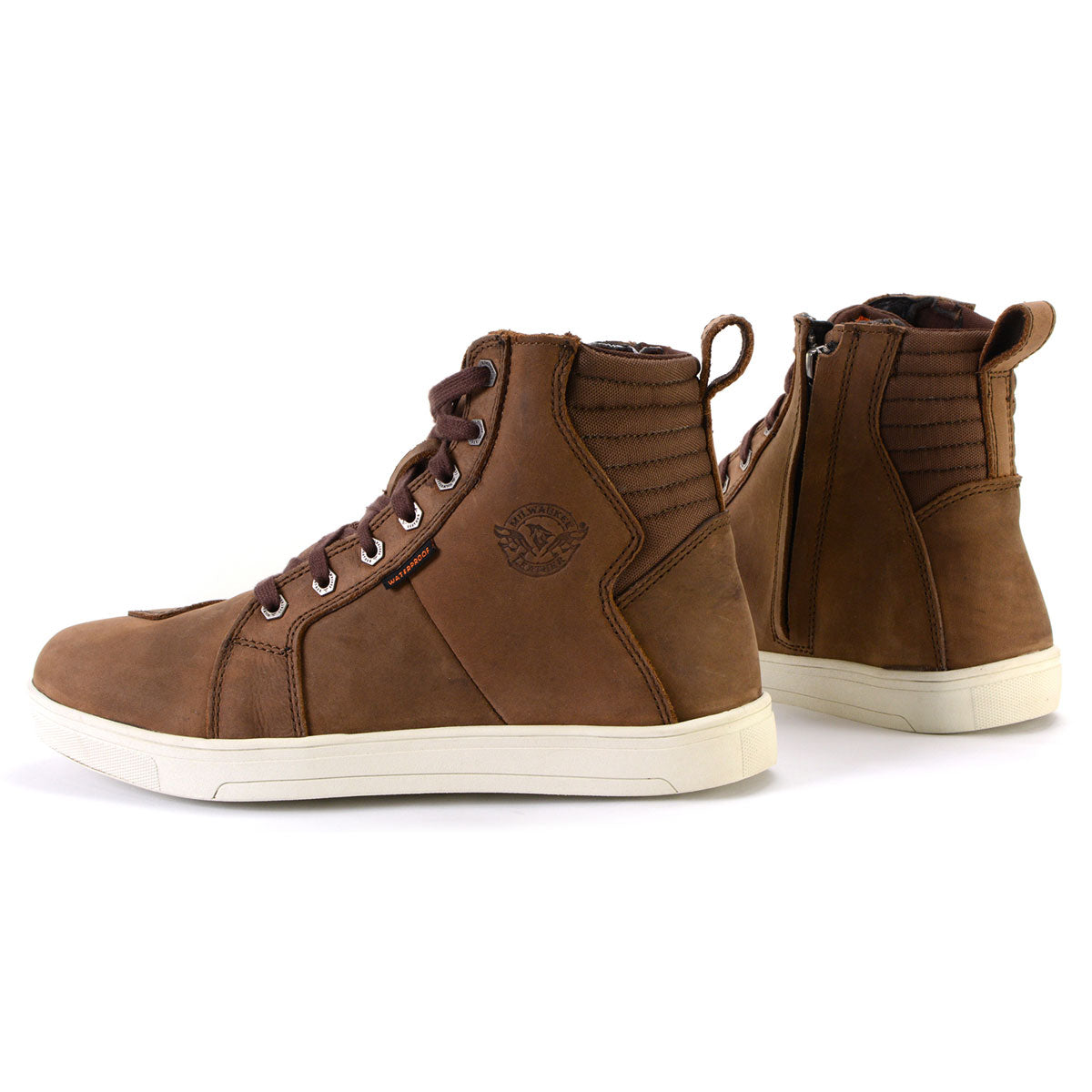 Waterproof Leather Motorcycle Riding Shoes Ankle Support Brown