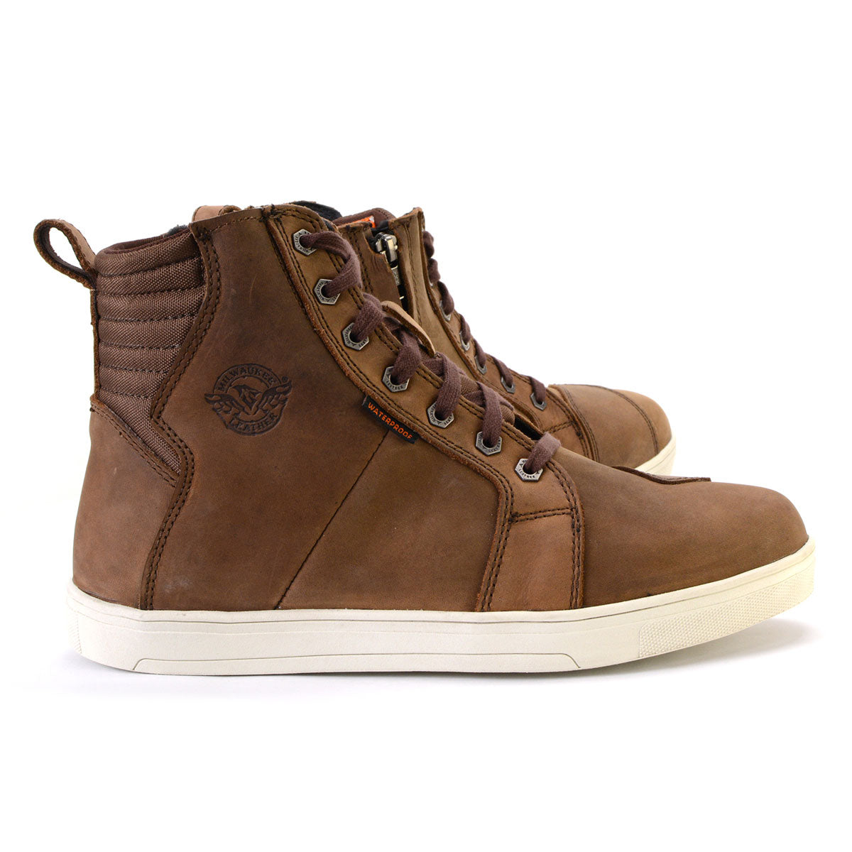 Waterproof Leather Motorcycle Riding Shoes Ankle Support Brown
