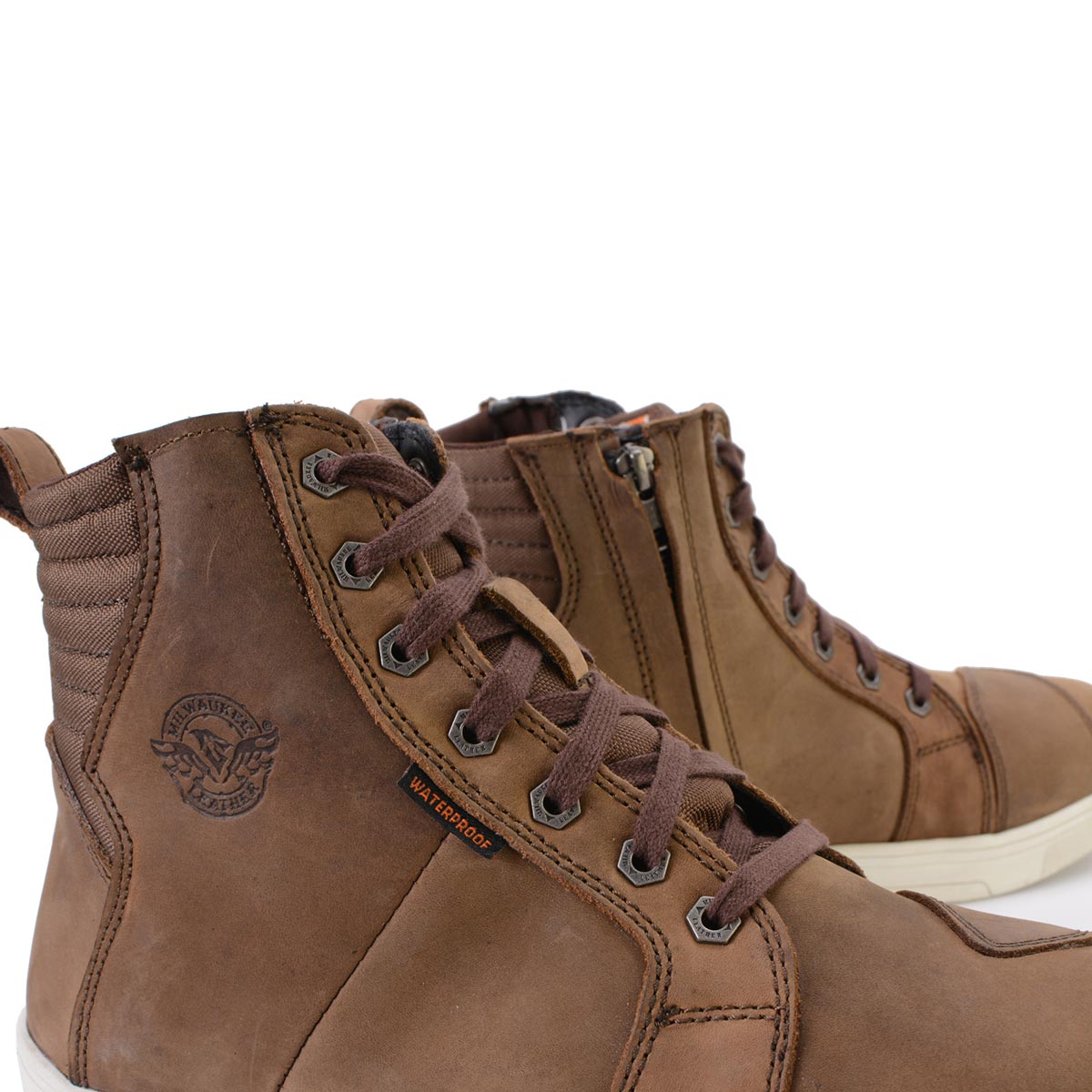 Waterproof Leather Motorcycle Riding Shoes Ankle Support Brown