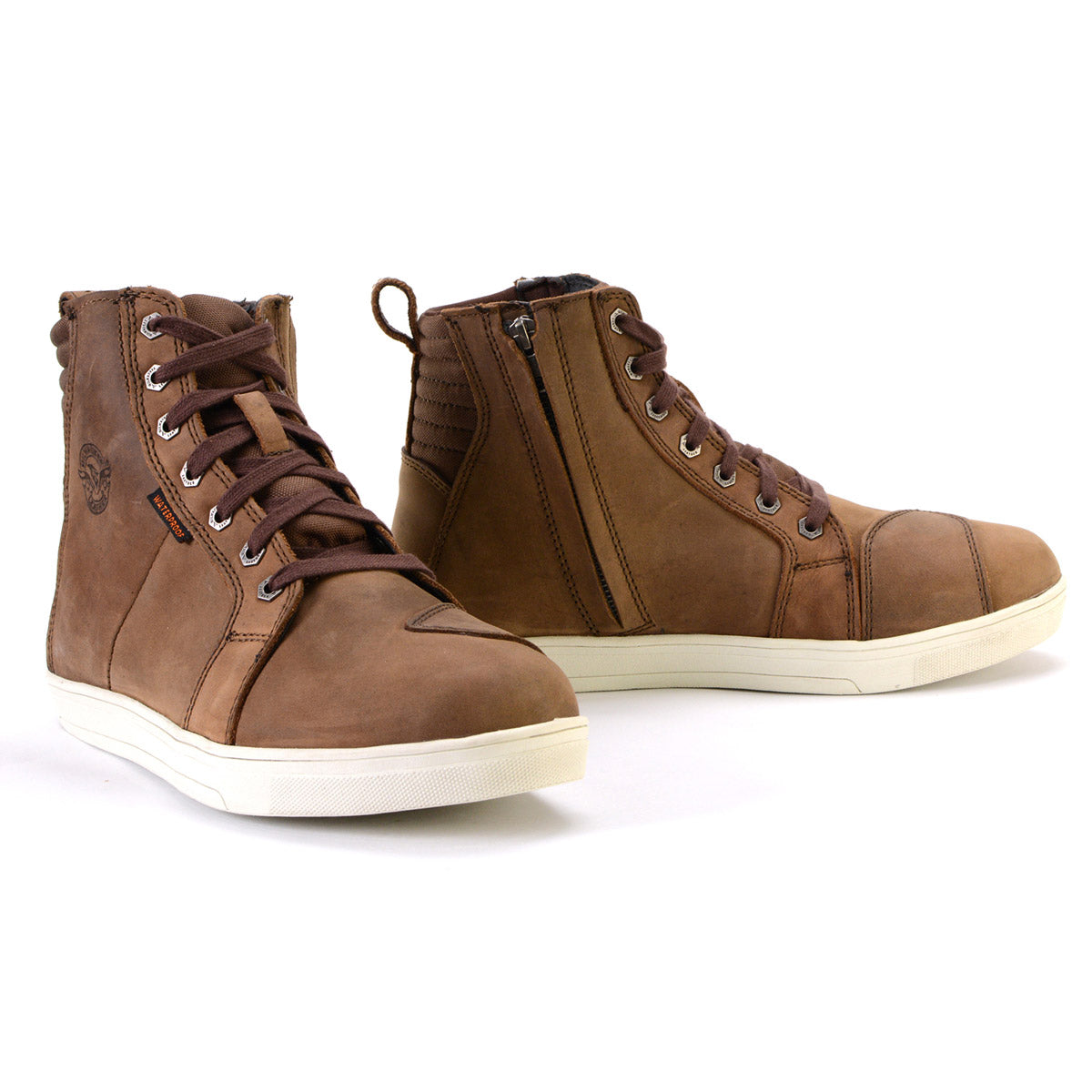 Waterproof Leather Motorcycle Riding Shoes Ankle Support Brown