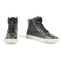 Vintage Grey Leather High-Top Reinforced Street Riding Waterproof Shoes